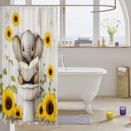 Feelyou Elephant Shower Curtains 72x72