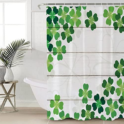 St Patricks Day Green Shamrock - Waterproof shower curtain set with Straps