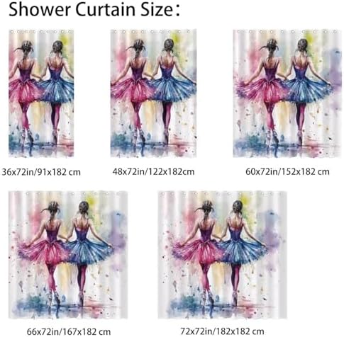 Dancing Ballet Girls Print Stainless Steel 72x72 inches Water Resistant Fast Drying