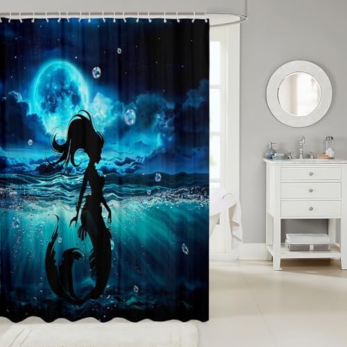 romatic fairy moon galaxy shower curtain set