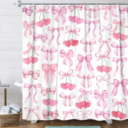 JAWO Cute Pink Bow Shower Curtain