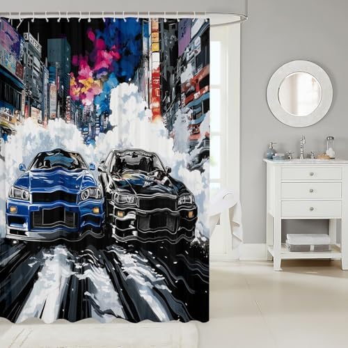 Speed Racing Car Bath Curtain Set