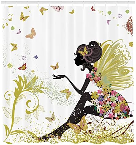 Ambesonne Fantasy Shower Curtain Surreal Garden Butterflies Print