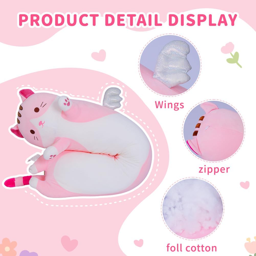 A Squishy Pink Cat Plush Pillow