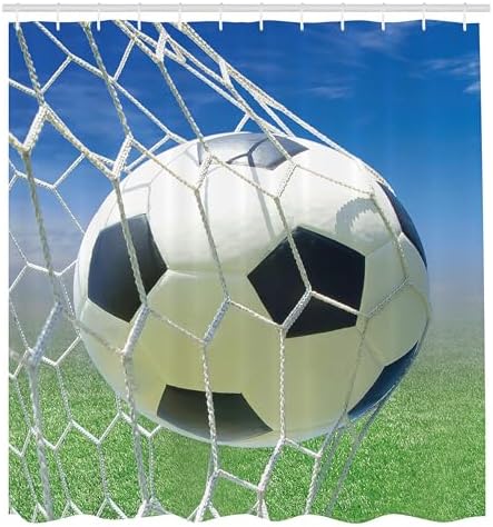 Ambesonne Kids Soccer Goal Net Shower Curtain