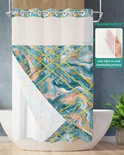 Stylish No-Hook Shower Curtain with Water-resistant Design