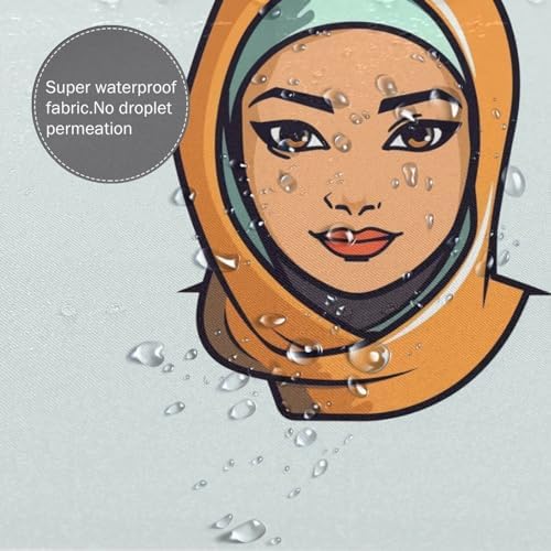 Cartoon Girl Minimalism Boho Shower Curtain Set