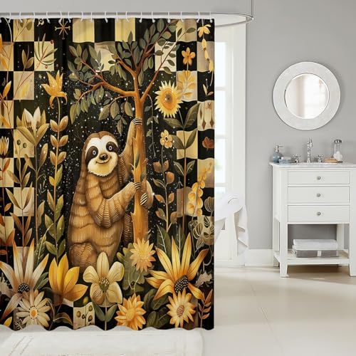 Feelyou Cute Sloth Bathroom Shower Curtain 72x78
