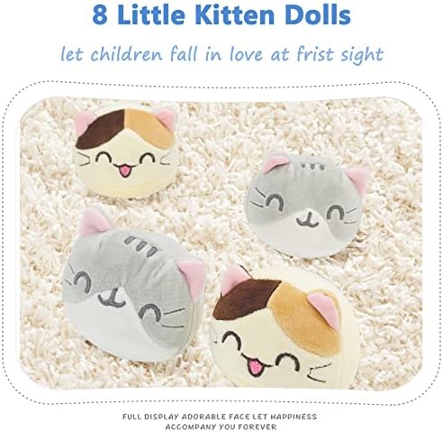 Cute Plush Pillow with 8 Kitten Toys for Girls