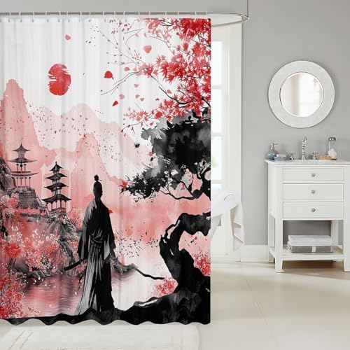 Japanese Samurai Bath Curtain 72x72 Fun Unique Bath Experience