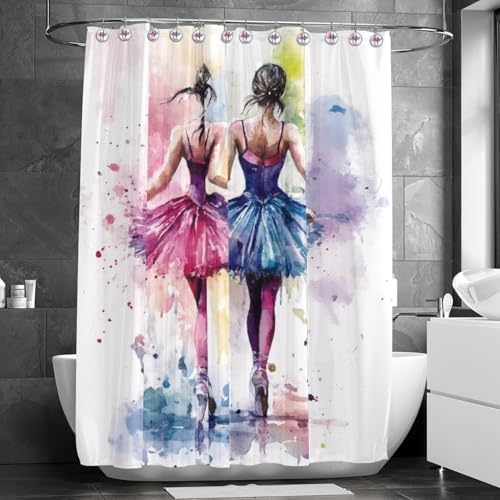 Dancing Ballet Girls Print Stainless Steel 72x72 inches Water Resistant Fast Drying