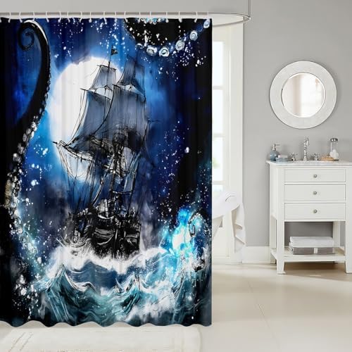 72x84 Sailing Boat Shower Curtain Set