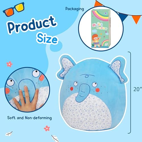 Elephant Plush Pillow 20-Inch