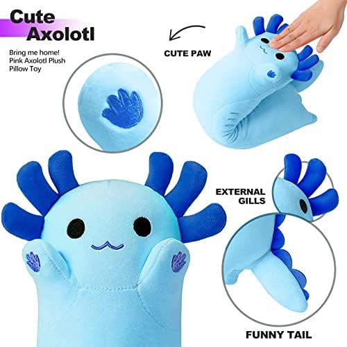 PEACH CAT Blue Long Axolotl Plush Pillow Toy
