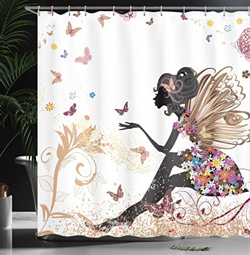 Ambesonne Fantasy Shower Curtain Spring Girl Wings Unique Bathroom Decor