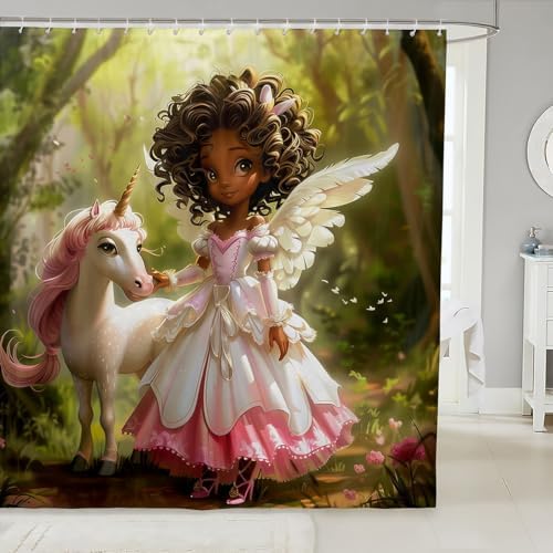 Castle Fairy Magical Unicorn Shower Curtain Set 72x72
