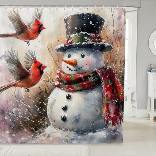 Jejeloiu Christmas Shower Curtain - Snowman Design