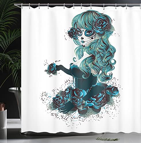 Day of the Dead Skull Shower Curtain Set Ambesonne 69x84 Modern
