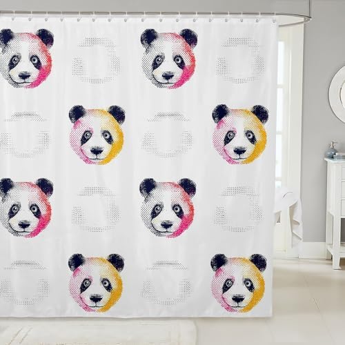 jiejeloiuAdorable Panda Wall-Mounted Bath Curtain for Kids