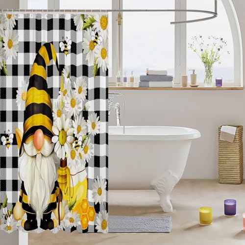 Cute Bee Gnome Shower Curtain 72x72 inches