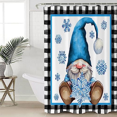 Gnome Snowflake Waterproof Shower Curtain