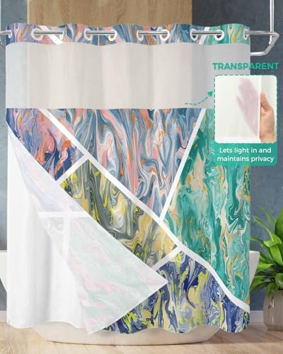 Modern No-Hook Shower Curtain Set