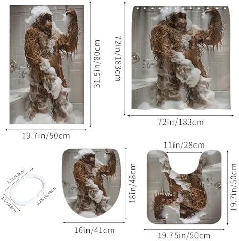 FortunateFrog 4PCS Bigfoot Animal Fun Bathroom Showers with 12 Hooks