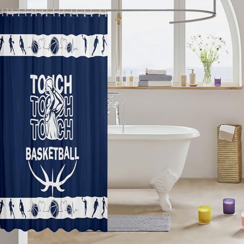 Basketball-Theme 72x84 Waterproof shower curtain with 12 hooks