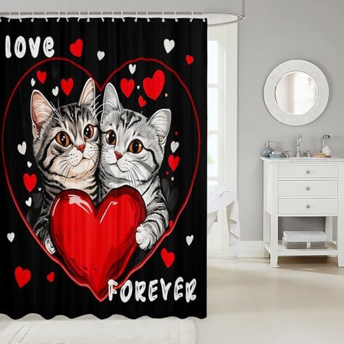 Midway Co Cat Couple Bath Curtain