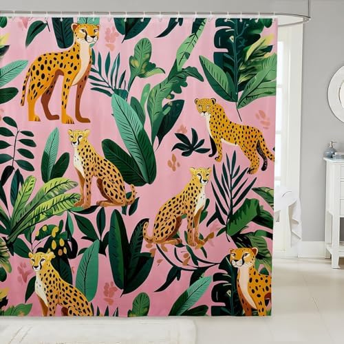 Adorable Leopard Animal Shower Curtain Set
