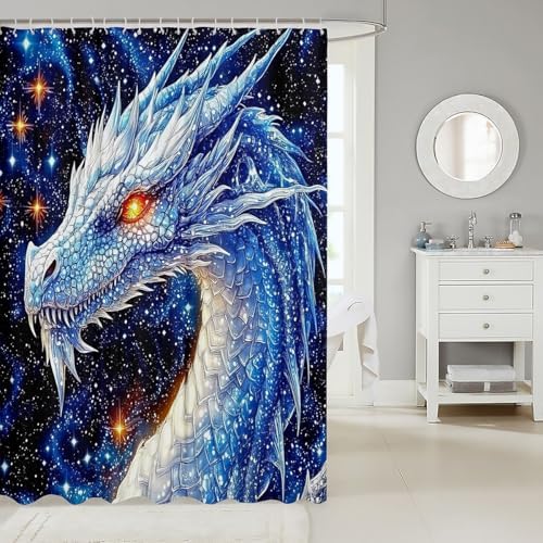 Stunning Feelyou White Dragon Bath Curtain 72x72