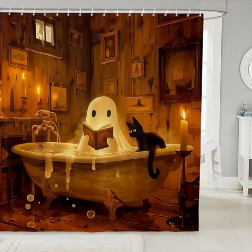 Funny Ghost Bath Curtain Halloween 72x84