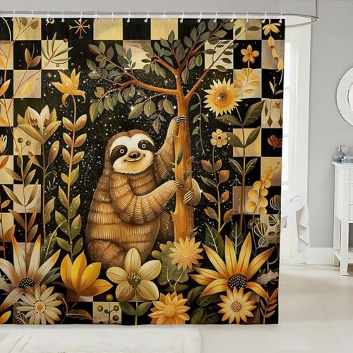 Feelyou Cute Sloth Bathroom Shower Curtain 72x78