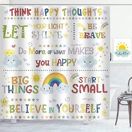 Rainbow Kids Inspirational Quotes Shower Curtain
