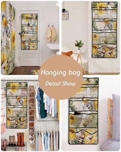 Bee Floral shower curtain set with caddy waterproof 60x72-inch farmhouse design