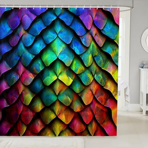 Erosebridal Mermaid Scales Shower Curtain Set
