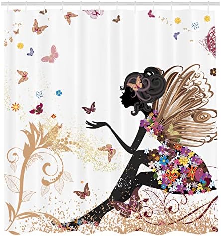 Ambesonne Fantasy Shower Curtain Spring Girl Wings Unique Bathroom Decor