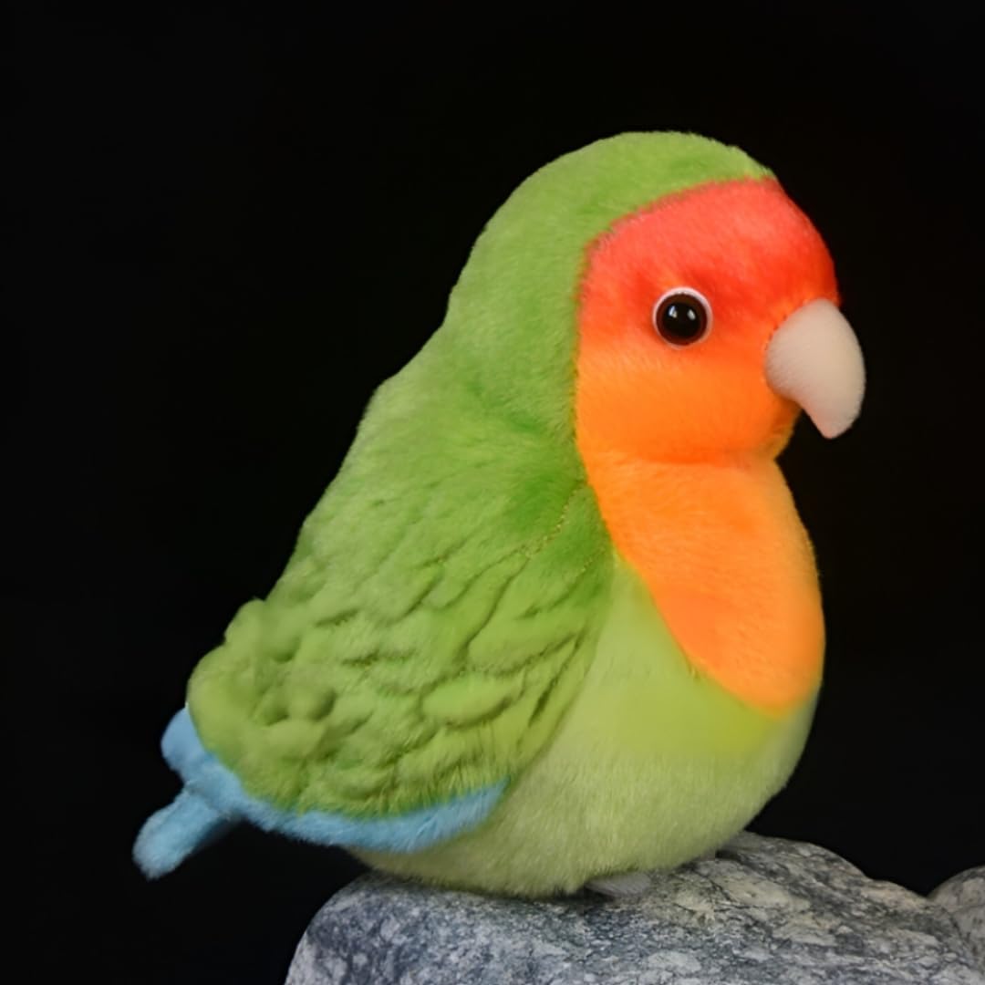 POPOTATO Realistic Green Peach Parrot Plush