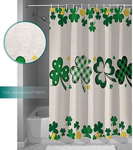 TocaHome Waterproof Shower Curtain with Hooks and Lucky Shamrocks Design