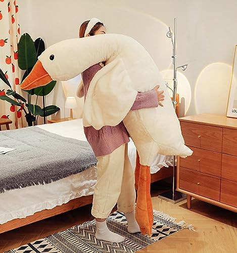 Bacmaze White Goose Plush Pillow 20 Inch Cute Toy Stuffed Animal