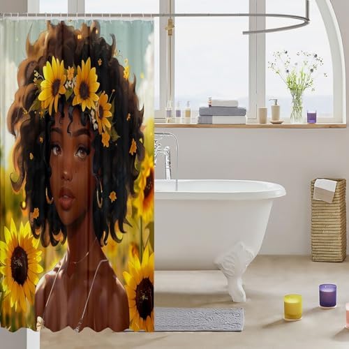 Feelyou African American Black Girl Shower Curtain