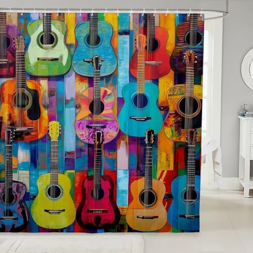 Colorful Guitar Bath Curtain