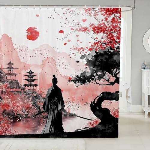 Japanese Samurai Bath Curtain 72x72 Fun Unique Bath Experience