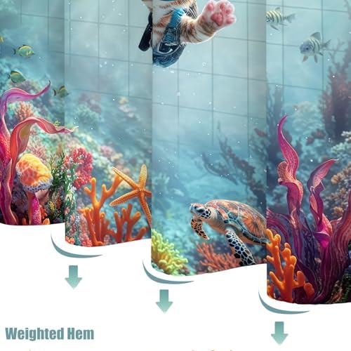 Dinosaur Shower Curtain for Bathroom 72x72 inches with 12 Hooks