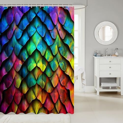 Erosebridal Mermaid Scales Shower Curtain Set