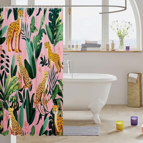 Adorable Leopard Animal Shower Curtain Set