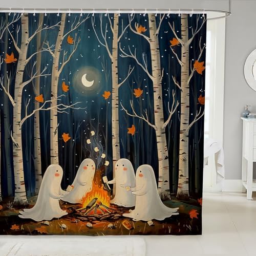 Kids Halloween Ghost Shower Curtain Set