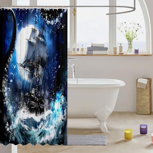 72x84 Sailing Boat Shower Curtain Set