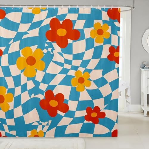 Vintage Groovy Daisy Shower Curtain