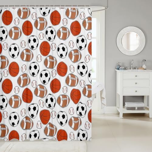 Feelyou Kids Basketball Bath Curtain 72x72 Fun Sports Themed Bathroom Accessory